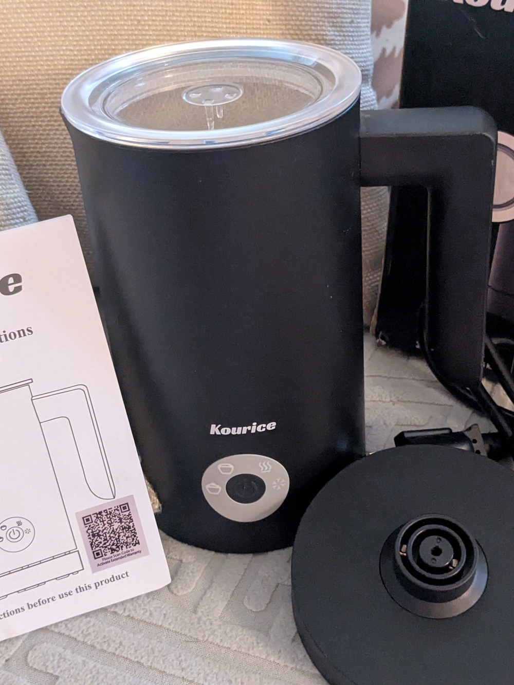 Kourice Black Electric Milk Frother with Lid
